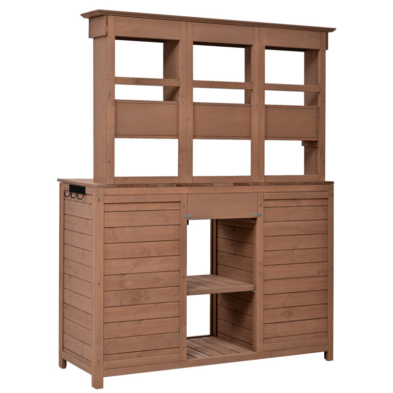Table de rempotage avec 3 tablettes et 6 tiroirs, Brun