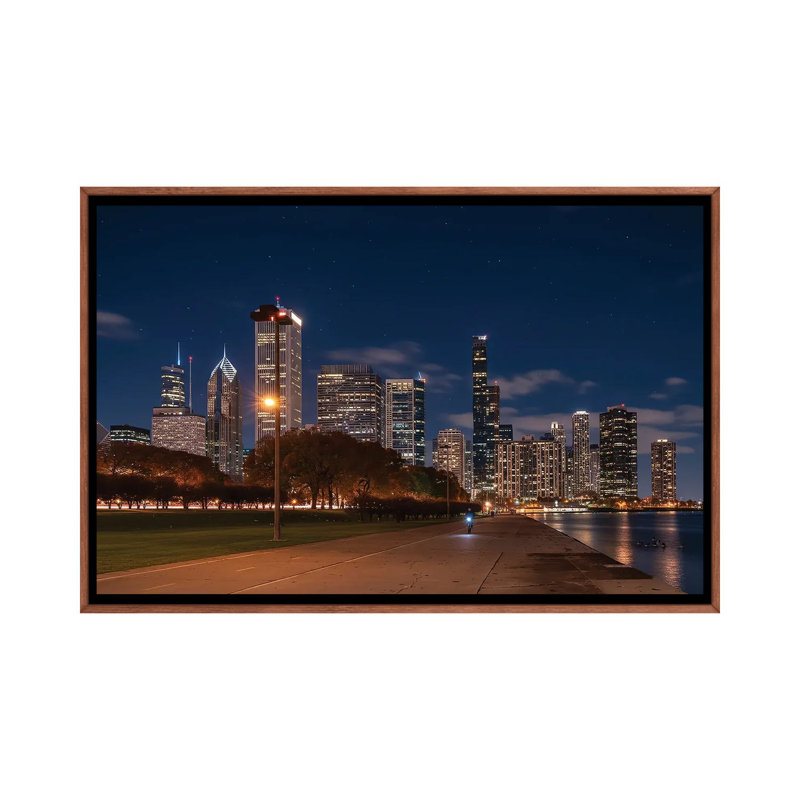 Chicago Lakeside - reproduction d'art murale - toile encadrée, H 18 po x l 26 po, Brun