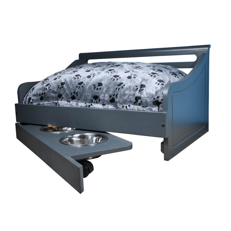Canapé pour chien en bois Hardesty Paws, Moyen (l 19,49 po x P 28,35 po x H 15,35 po), Gris charbon