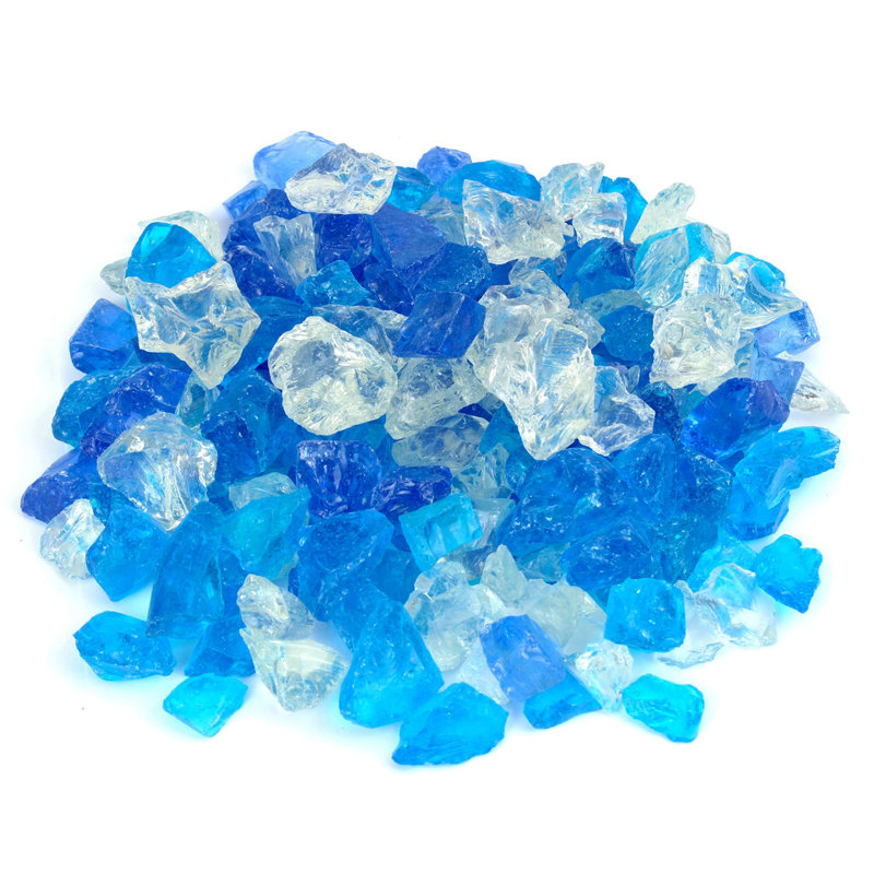 Verre de foyer d'extérieur, 50 lb, Bleu clair / bleu ciel / transparent