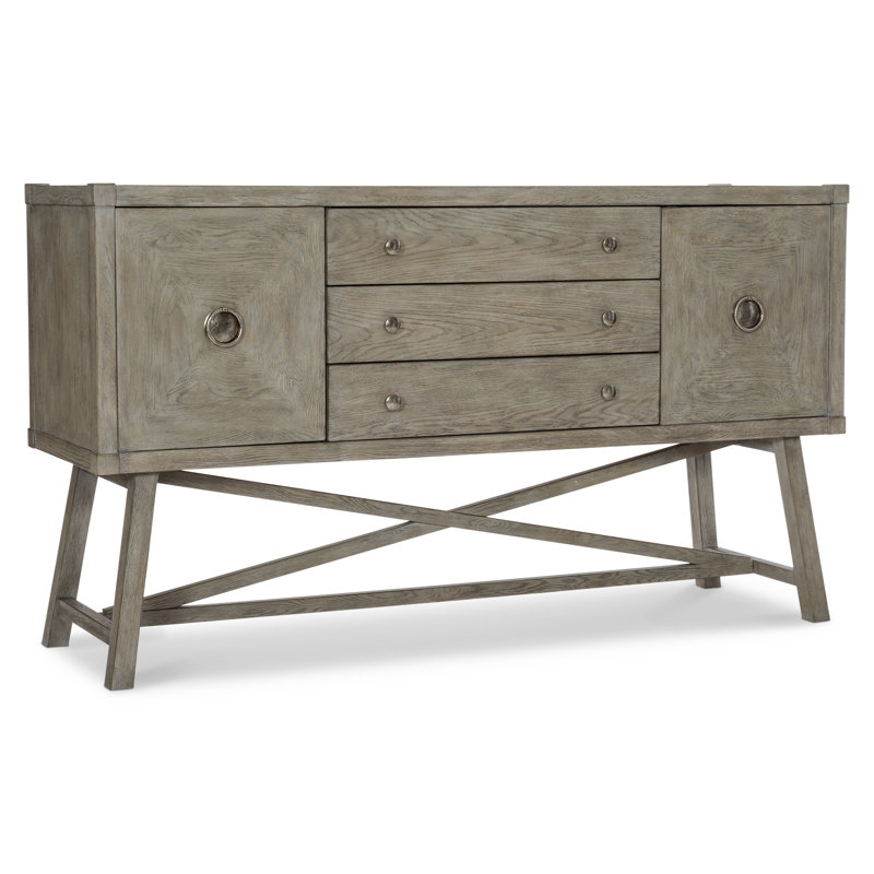 Albion Transitional 64'' Gray Knotty Oak Sideboard with X-Stretcher Base
