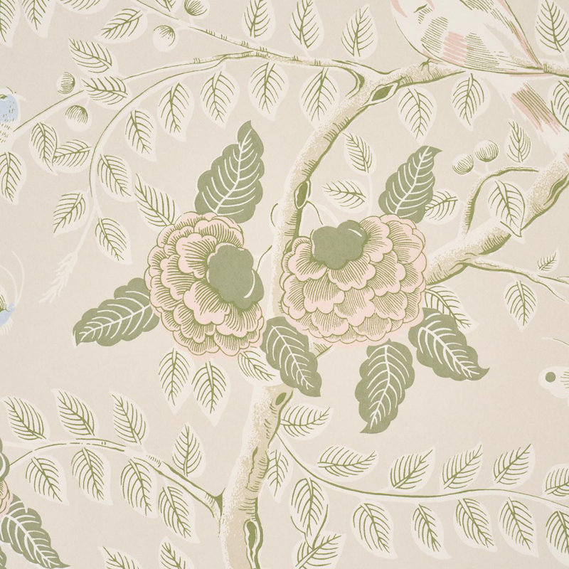 Tole Bird Wallpaper Roll, Gold