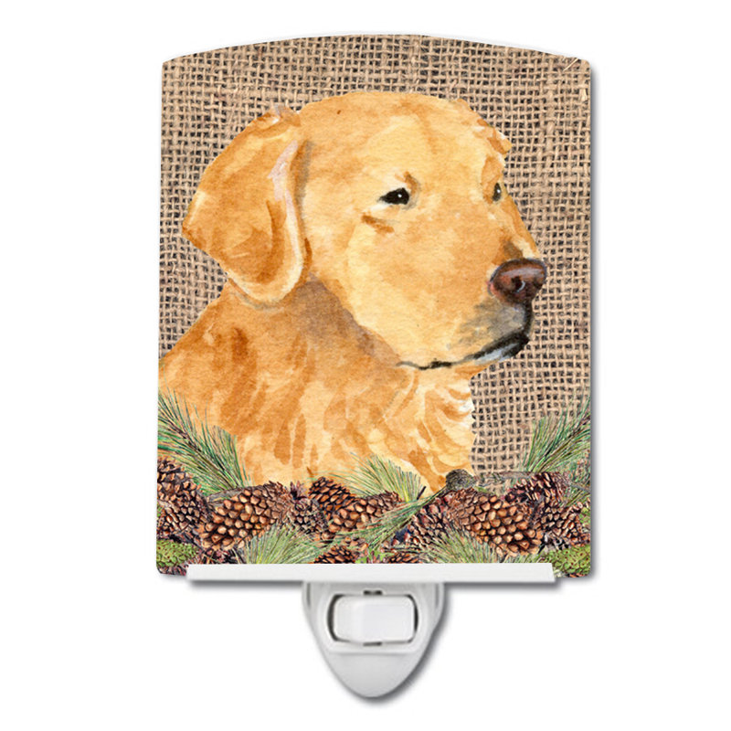 Affenpinscher on simili en toile jute avec des lumières de nuit en céramique de pin, Golden retriever