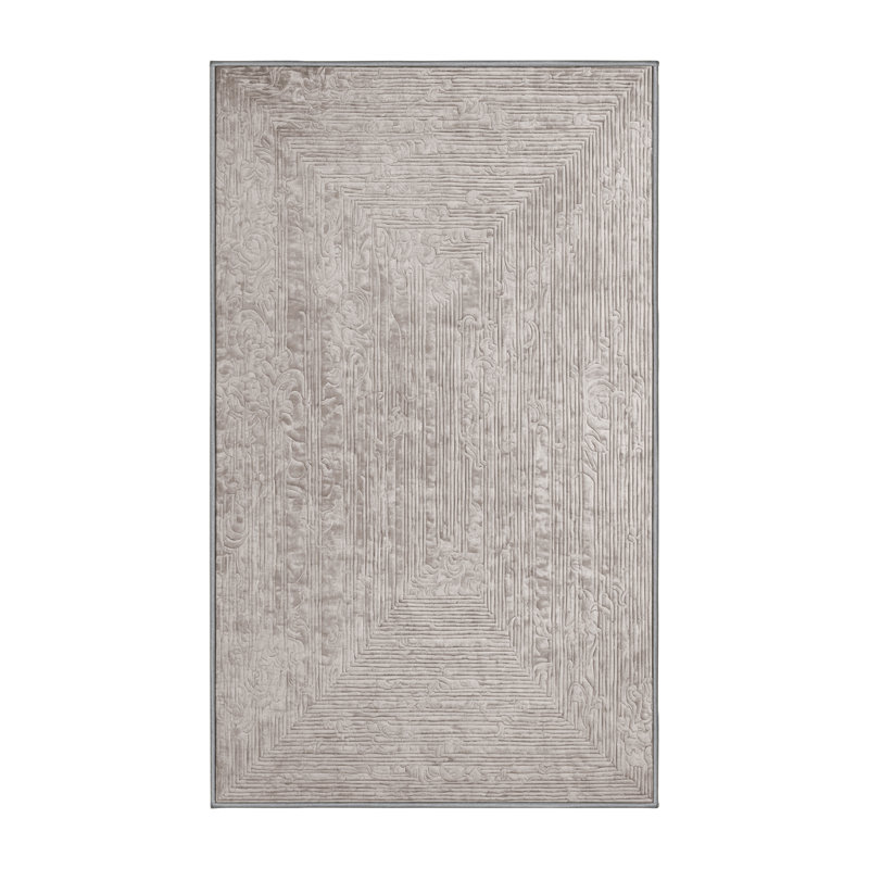 Machine Washable Gray Area Rug, Rectangle 5' x 7'