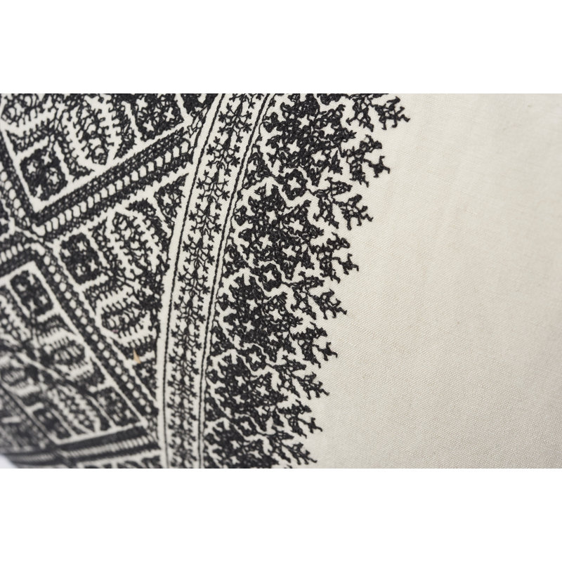 Toledo Embroidery Pillow, 22" x 22", Noir
