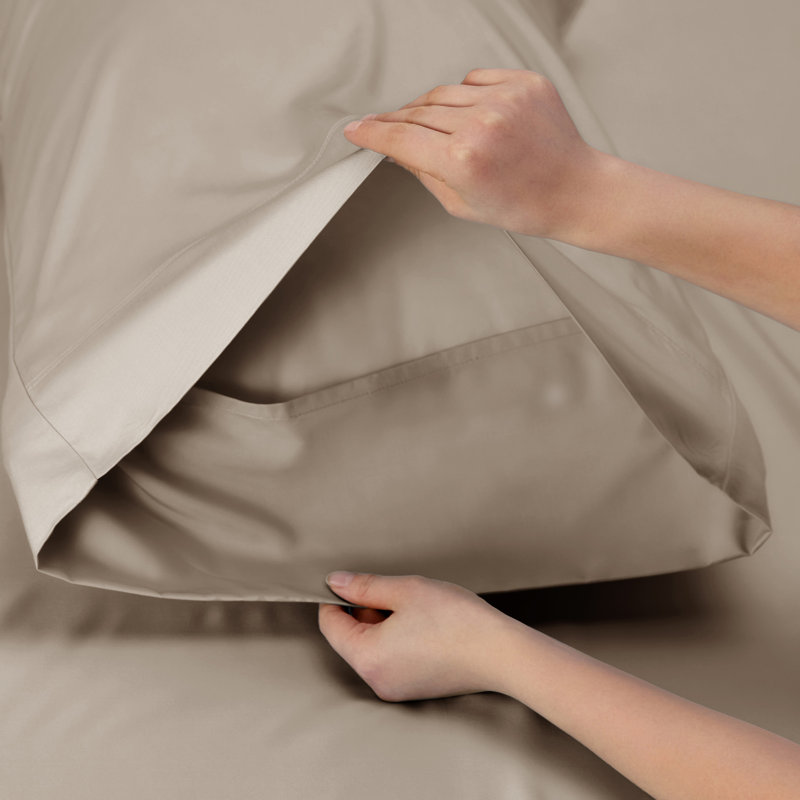 Essential Collection Cooling Rayon Derived from Bamboo Sheet Set, Queen Sheet Set with 2 Pillowcases, Simply Taupe