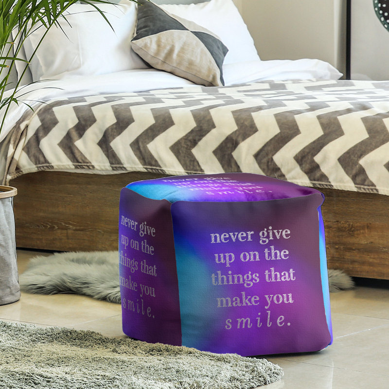 Repose-pieds cube, Bleu / Mauve