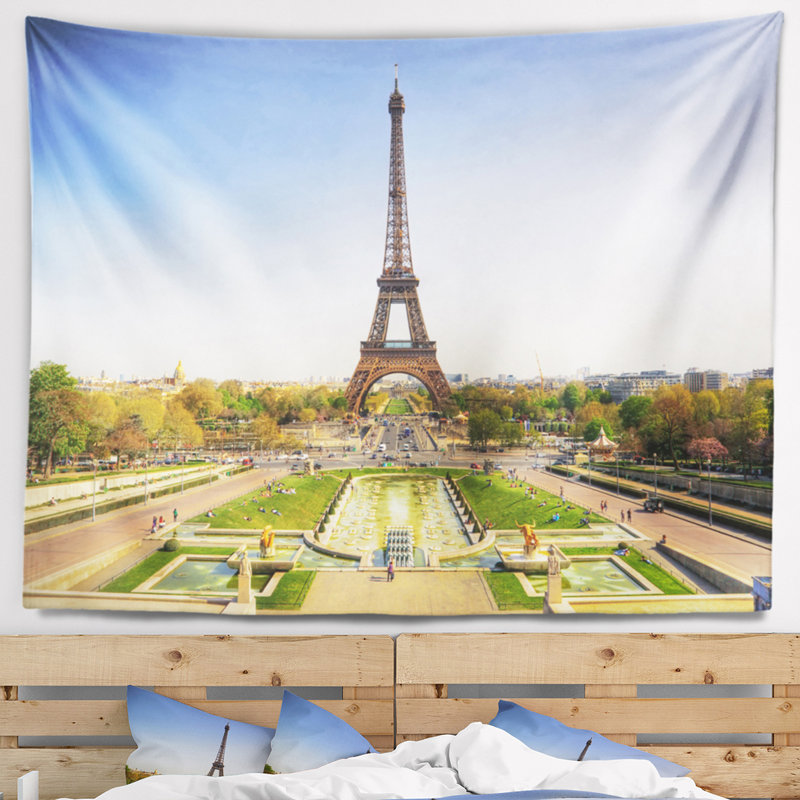 Photographie de paysage vue large de paris tapisserie de la tour eiffel, H 50 po x l 60 po