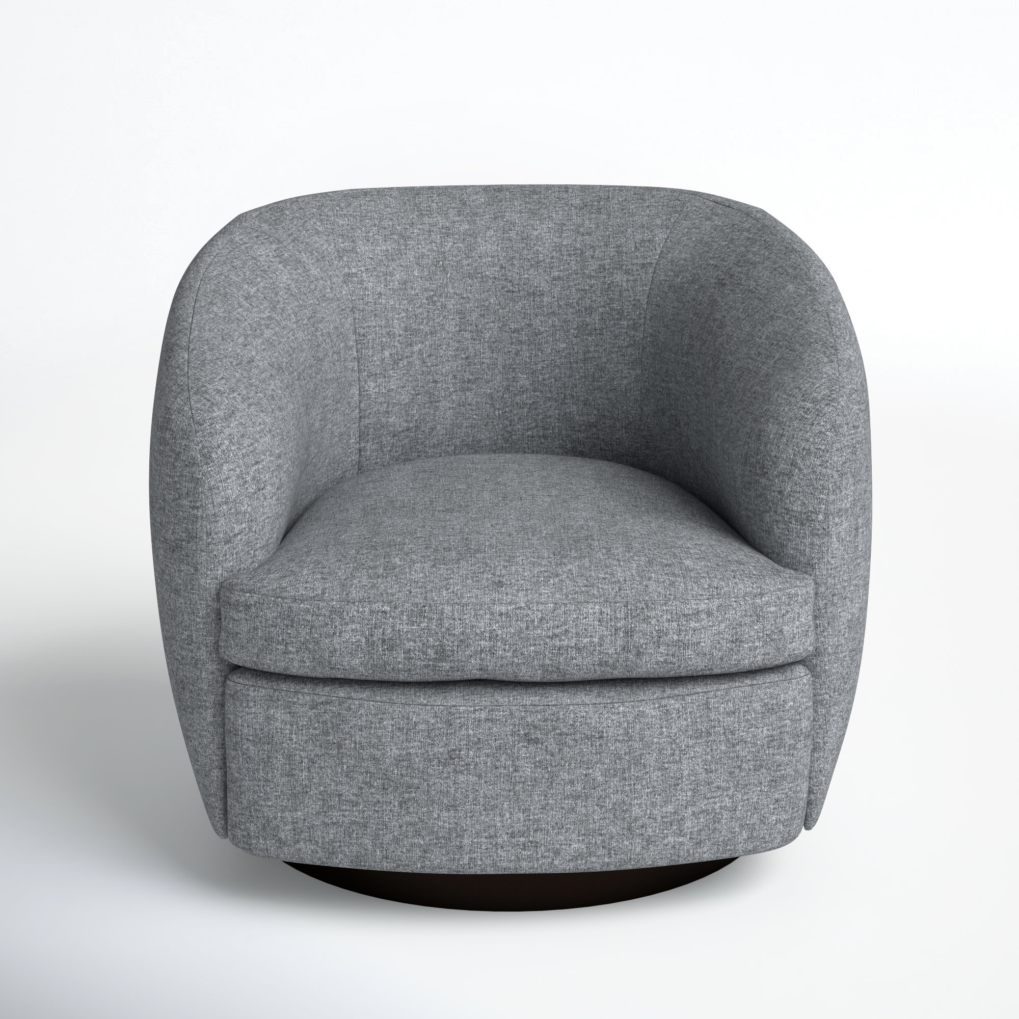 Marcy Upholstered Swivel Barrel Chair, Light Gray