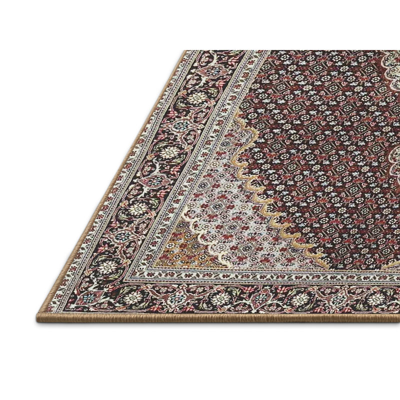Brun oriental/Tapis décoratif grise Coombes, Rectangle 5 pi x 7 pi