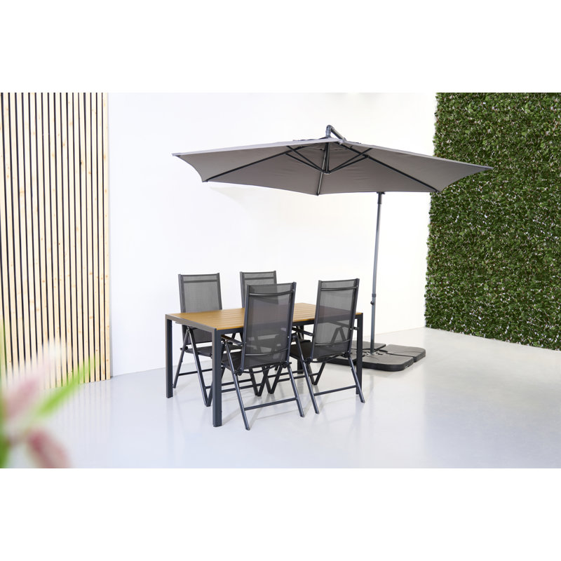 Krittika 4 - Person Patio Dining Set with Rectangular Table, Teak look