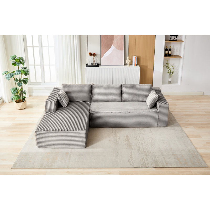 Canapé modulaire en velours côtelé Comfy, Gris
