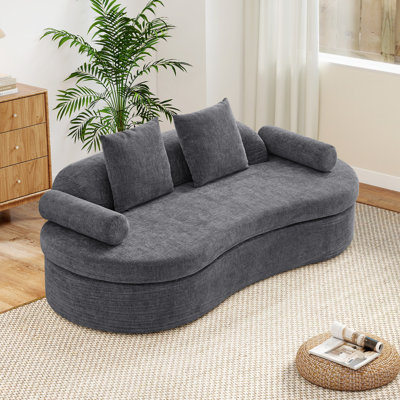 77.95'' Modern Sectional Sofa, 2-Seater Curved Chenille Loveseat