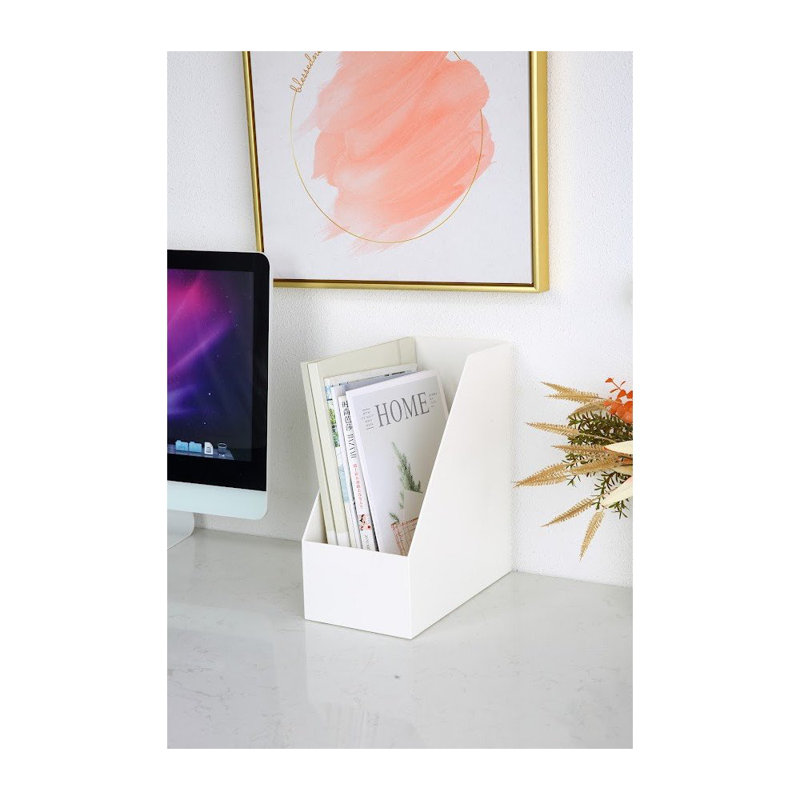 Vertical File Bins Organizer Open Front Design for Files, Documents, and Magazines, Large, 3, White