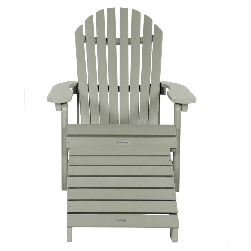 Anette Plastic Folding Adirondack Chair with Ottoman, Eucalyptus