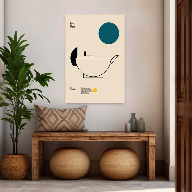 «Elegant Bauhaus Teapot», impression d'art mural minimaliste géométrique contemporain, 48" H x 32" W