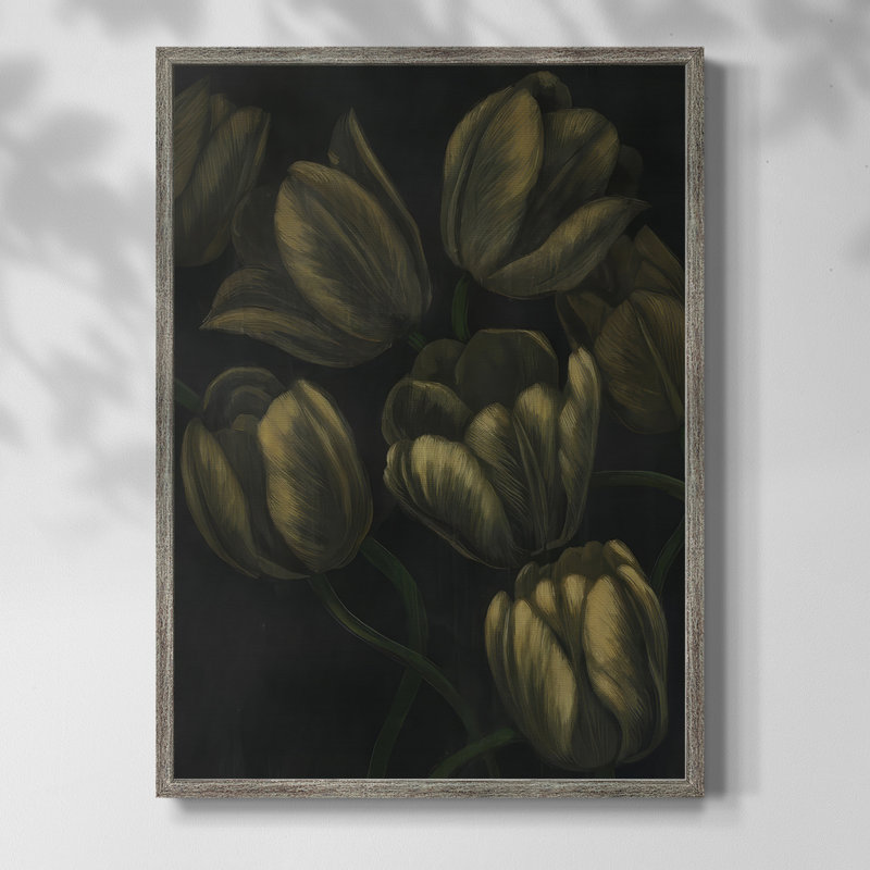 Gilded Tulips II Framed Print - Solid Wood