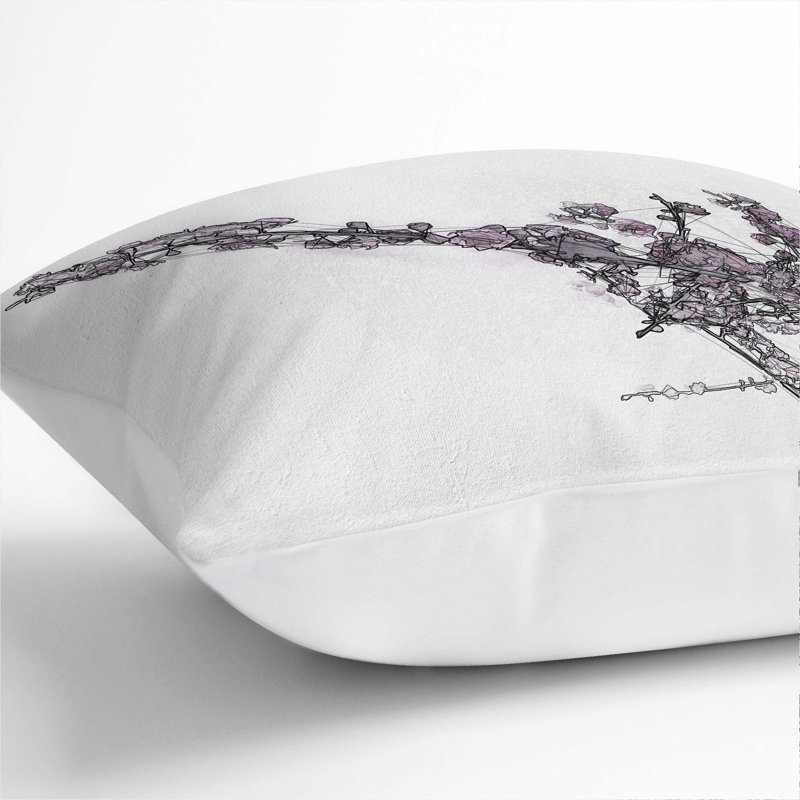 Cherry Blossom Tree Cushion with Filling, White, 55cm H x 55cm W x 20cm D
