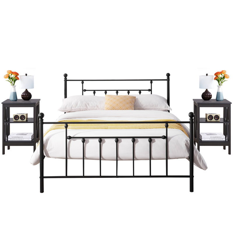 Kempst Steel Piece Bedroom Set, Full, Black