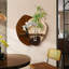 Tablette flottante murale irrégulière en grès avec lumière DEL, support de décoration murale avec vase en verre et plantes vertes artificielles pour le hall d'entrée-132055125-132055126