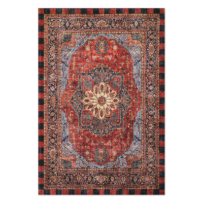 Heriz Checked Red Washable Rug