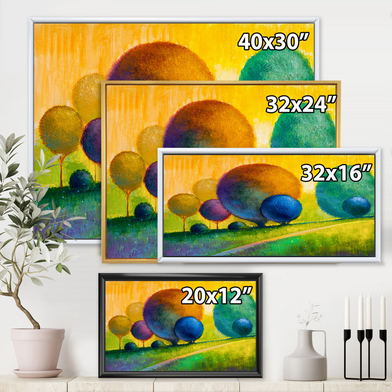 Ornement d'arbres ornementaux III - reproduction de cadre flottant sur toile, H 30 po x l 40 po x 1,5 po, Cadre blanc