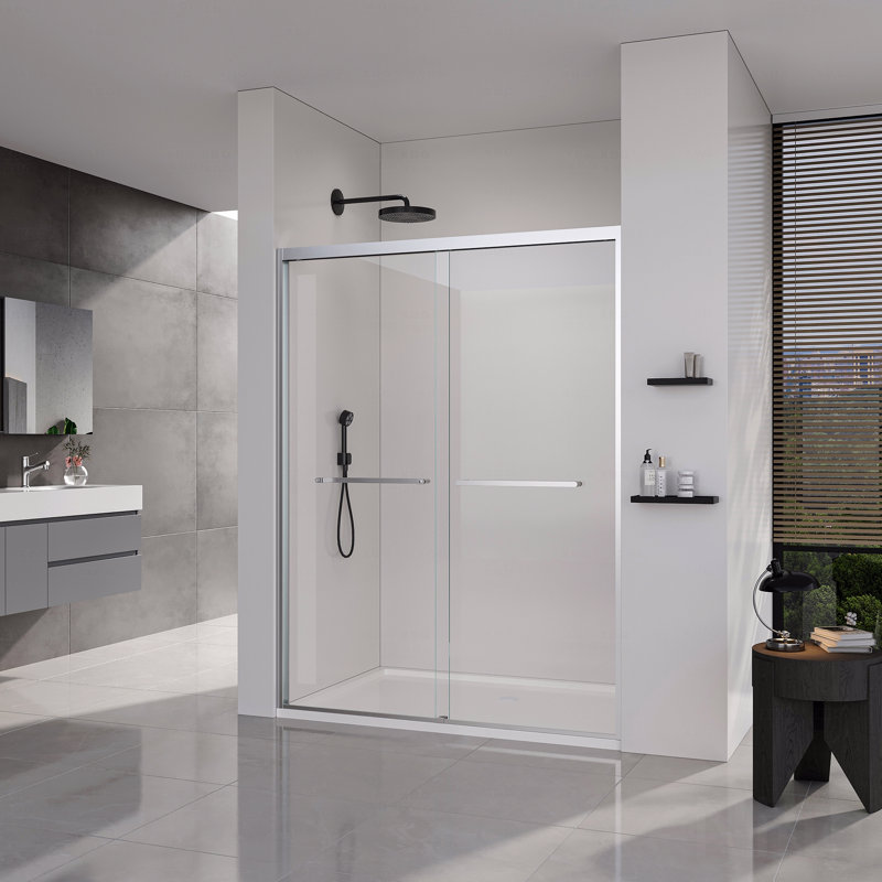 Frame Double Sliding Opening Soft-Close Shower Door  - Bathroom Sliding Opening Shower Door  - (6Mm) Thick Tempered Glass Door