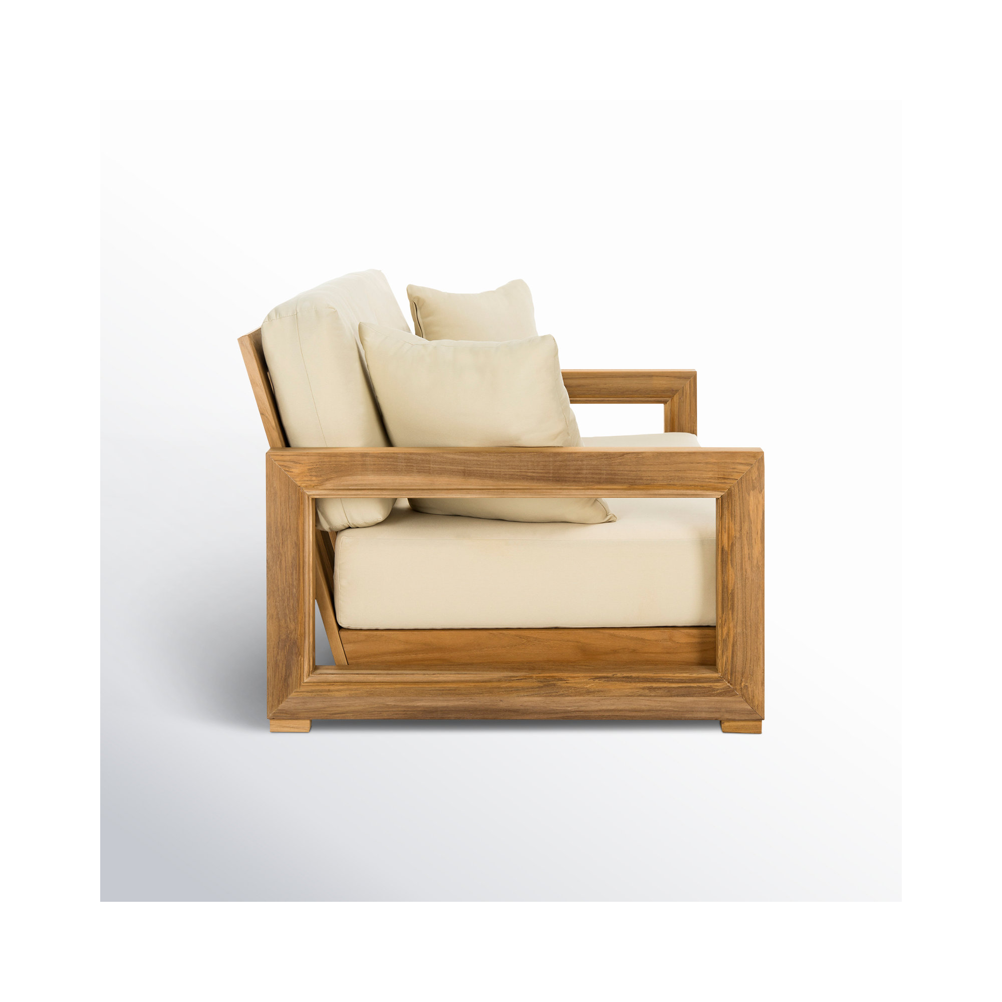Melrose 53" Teak Outdoor Loveseat, Beige