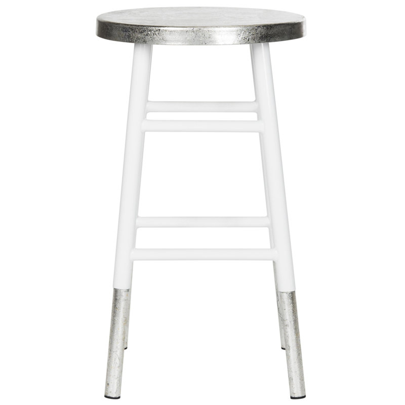 Tabouret de bar et de comptoir Amiaha, Blanc, Tabouret de comptoir (assise de 24 po de hauteur), Argent