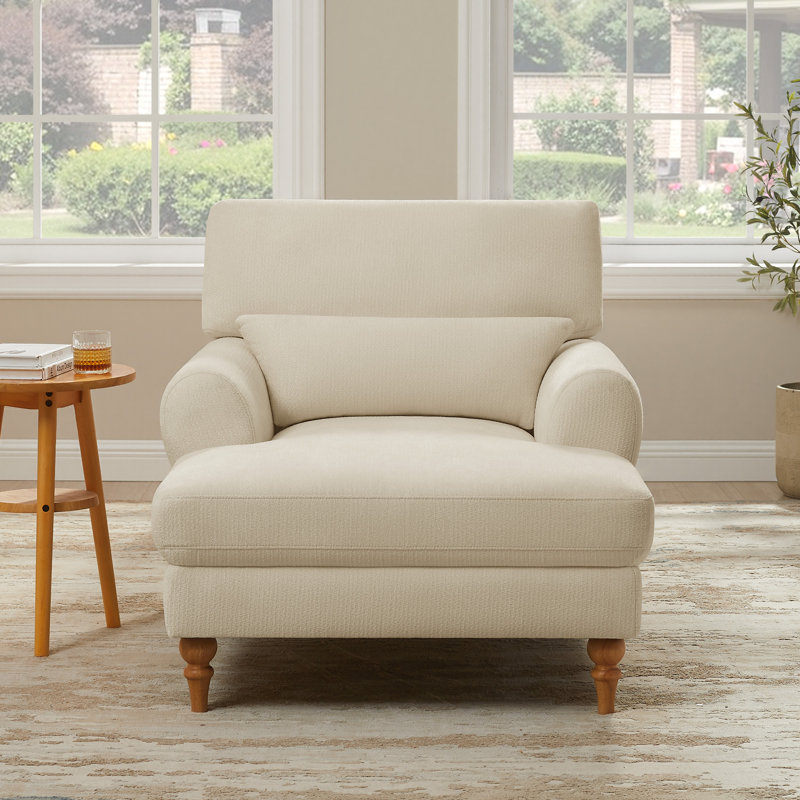 Chaise longue rembourrée avec dossier réglable Jazier, Crème