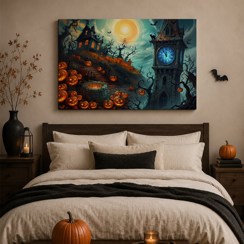 Art mural sur toile Spooky Haunted House, H 18 po x l 24 po