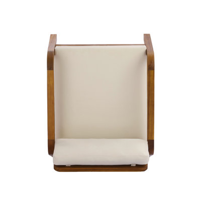 Fauteuil d'extérieur en bois d'acacia avec coussins résistants aux intempéries, chaise longue de patio avec coussins à fermeture velcro pour porche, terrasse, bord de piscine, teck