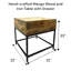 Table d'appoint carrée en bois naturel et fer fabriquée à la main