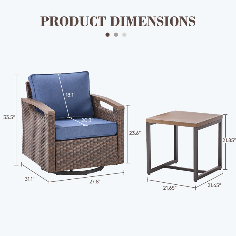 Ensemble de conversation avec chaises d'appoint Arundel, Bleu