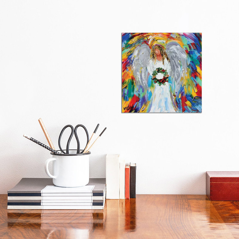 Christmas Angel With Wreath by Karen Tarlton - Wrapped Canvas Painting, 30.48 cm H x 30.48 cm W