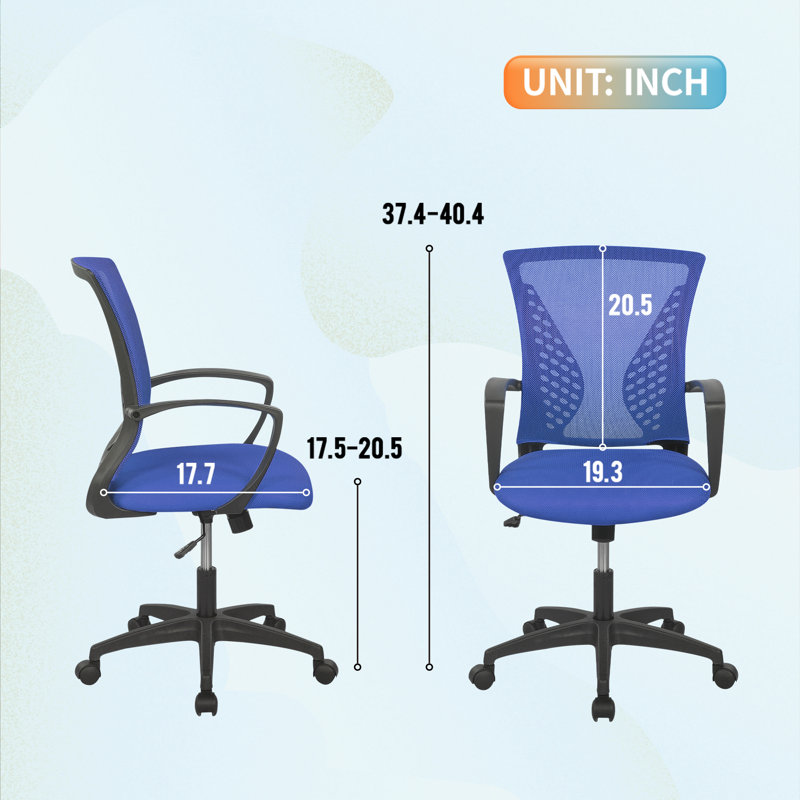 Blue Mesh Swivel Task Chair with Adjustable Arms