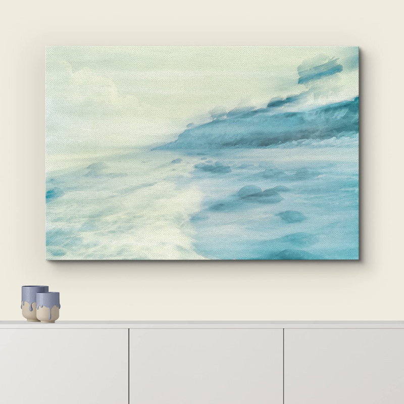 Plage côtière, aquarelle, rivage côtier, nature, paysage, illustrations, paysage rustique, Toile tendue, H 12 po x l 18 po