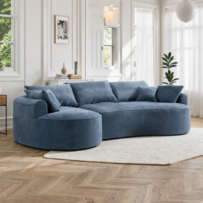 Boneless 124.5" Curved Modular Sectional Sofa, Large L-shaped Floor Couch, No Assembly Required & Boxed Delivery,easy-clean, Includes 4 Pillows,modern Design