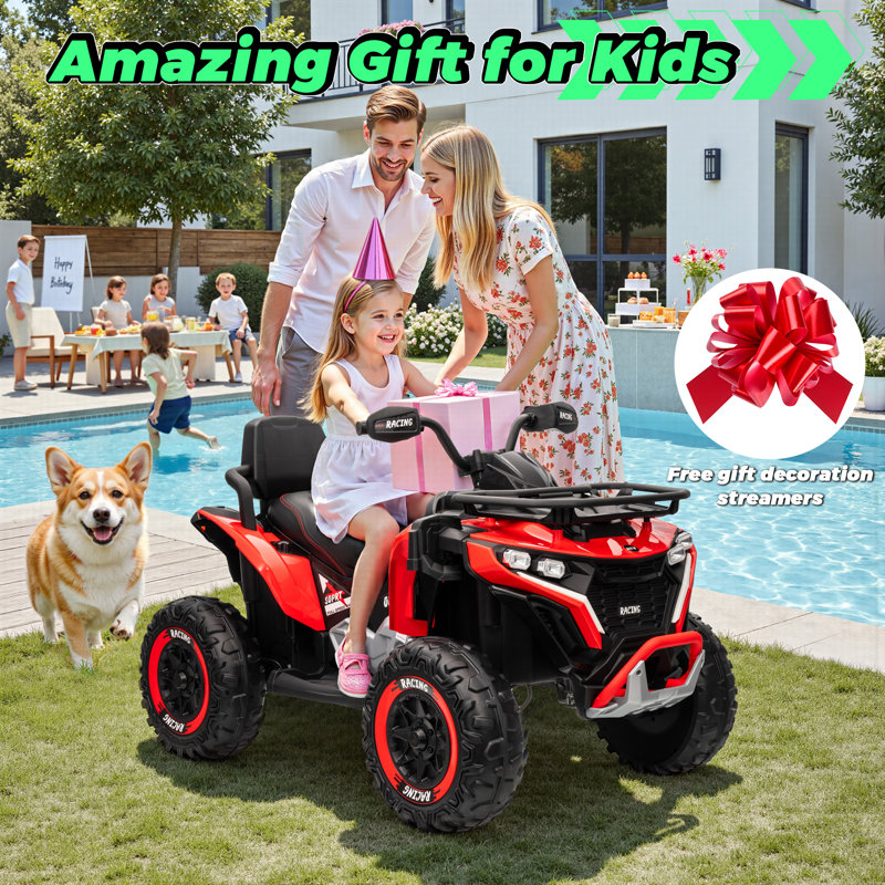 Grand quad 24V pour enfants - 2 places 4 roues motrices, moteur puissant de 800 W, télécommande pour les enfants de 3 à 8 ans