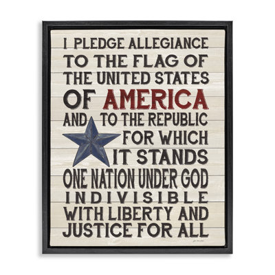 Pledge Of Allegiance Stars And Stripes Americana Rustic Wood Look Sign Canvas Wall Art By Jo Moulton