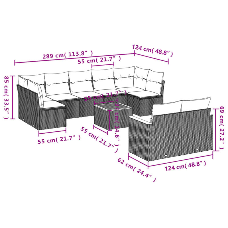 Vidaxl Garden Sofa Set  Frame Cushions
