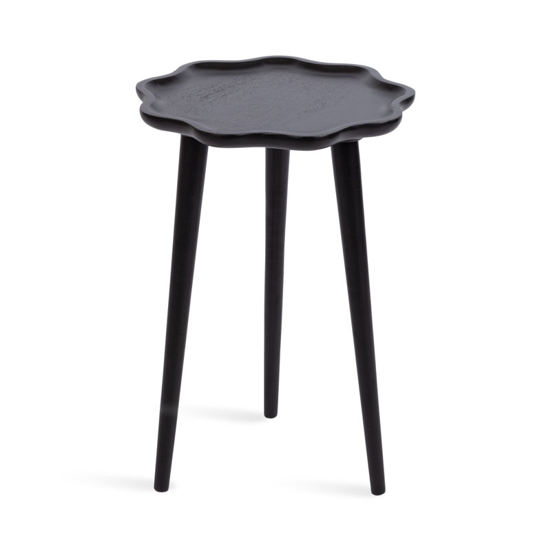 Kalid Solid Wood Top End Table, Black