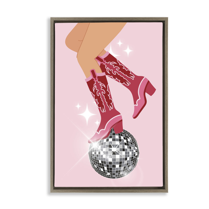 Cadre flottant Balancing Disco Cowgirl, design par LSR Design Studio, H 31 po x l 21 po, Cadre flottant orme Montalcino