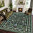 Washable Floral Boho Area Rug Modern with Non-Slip Backing for Living Room Bedroom-Green-869821754-863149438