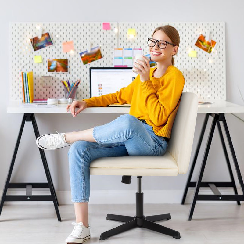 Fauteuil de bureau Kiawna Criss, Beige