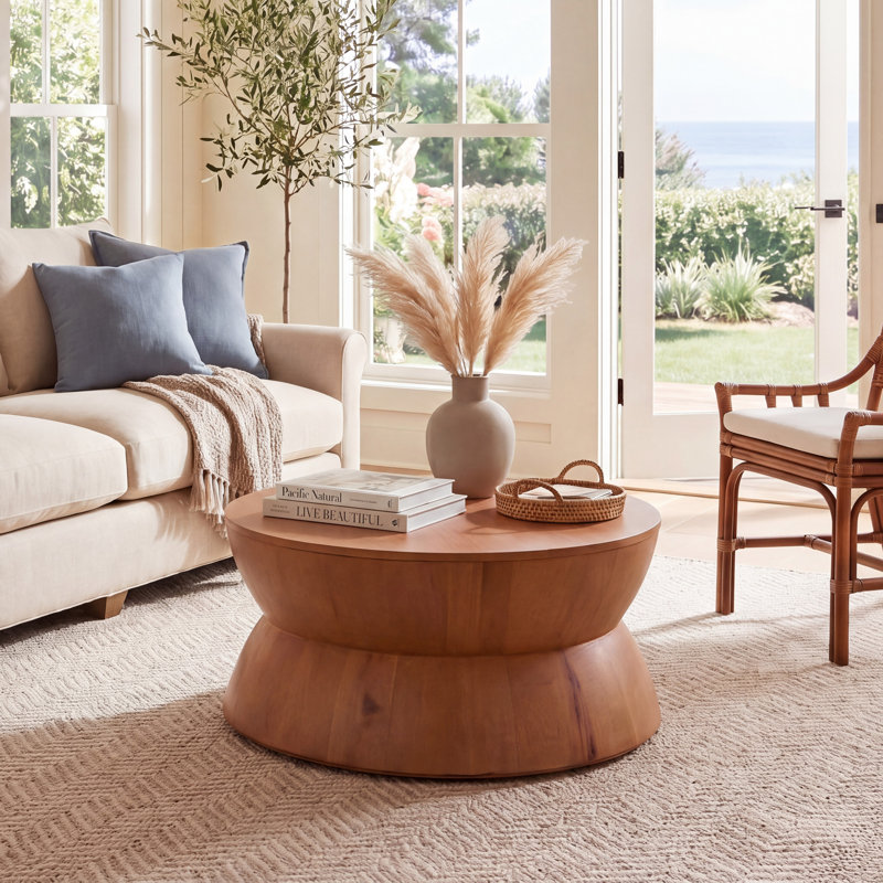 Champlain Drum Coffee Table, Light Natural
