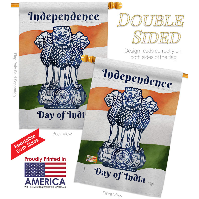 Drapeau de maison indien en polyester à 2 côtés 40 po x 28 po