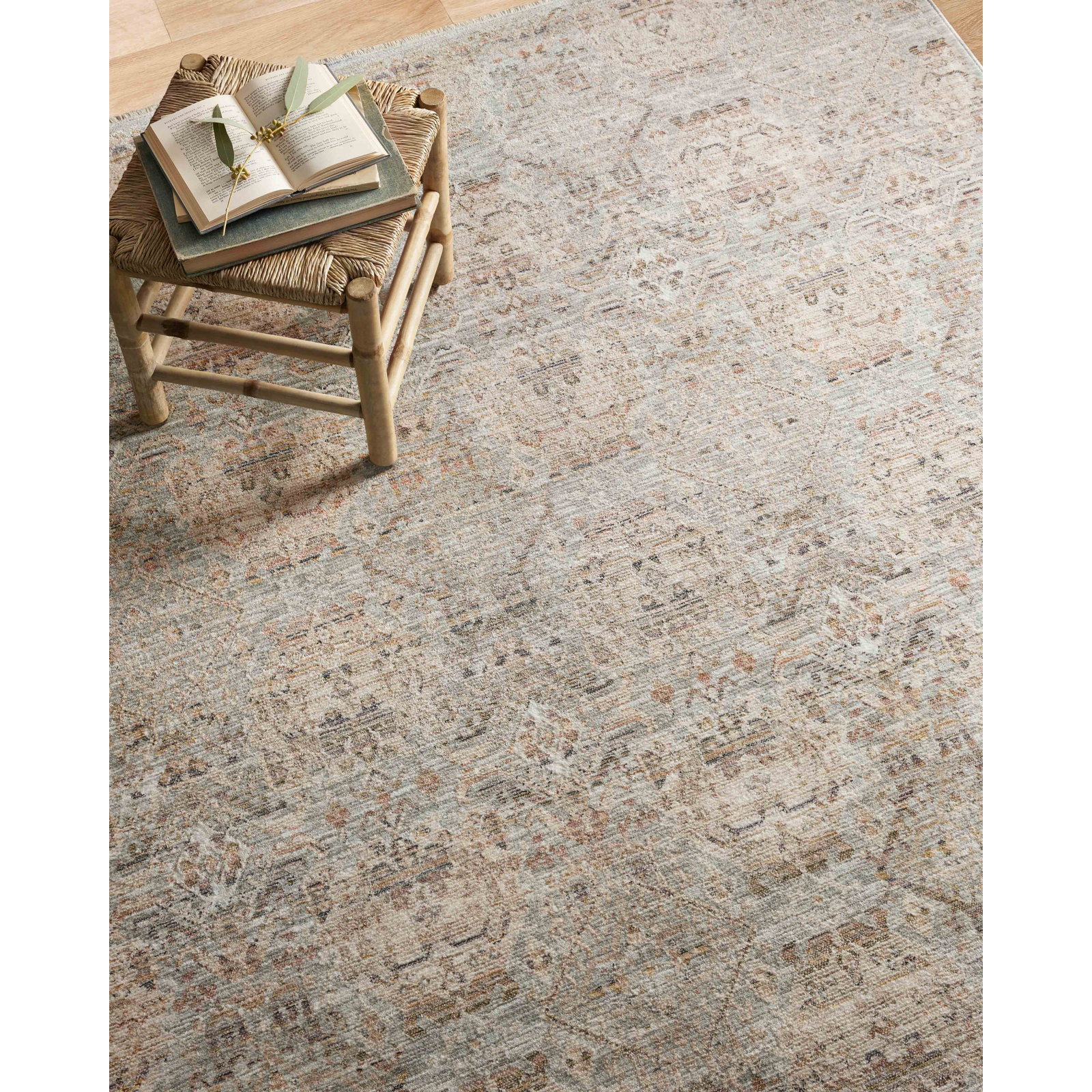 Amber Lewis x Loloi Zuma Silver / Multi Area Rug, Rectangle 5'3" x 7'9"