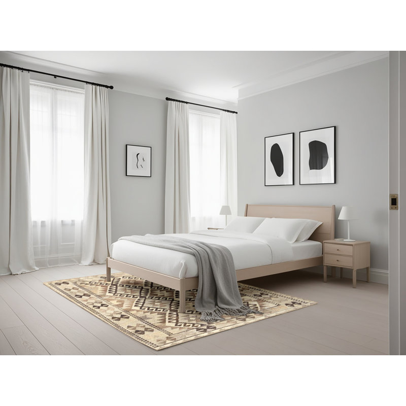 Tapis contemporain beige / brun, Rectangle 5 pi x 7 pi