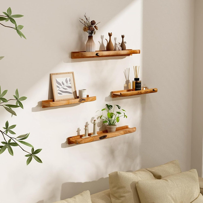 Ensemble de 2 tablettes murales pour cadre en bois naturel